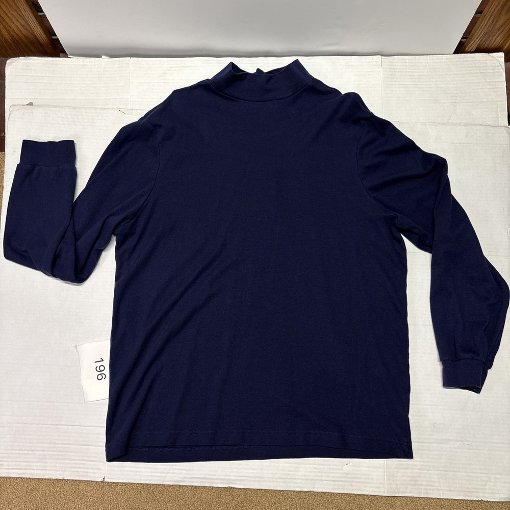 Club Room Men's XL Navy Blue Mock Neck Long Sleeve Shirt 100% Cotton